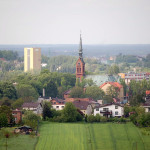 Miasto Rydułtowy widok na szyb, kościół